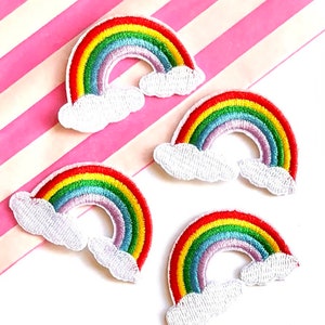 Rainbow iron on patch, appliqué rainbow patch, embroidered rainbow patch, rainbow garment patch, sewing supplies, rainbow motif, 1pc, 2pcs