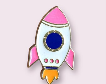 rocket enamel pin badge, 35mm cute brooch, kawaii pin, small enamel rocket pin, space badge