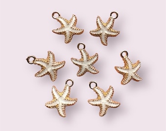 Starfish charms, white enamel starfish charms, jewellery making supplies, sea theme charm, jewellery findings, starfish pendant,