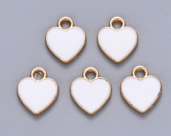 white heart charms, 2pcs, 5pcs
