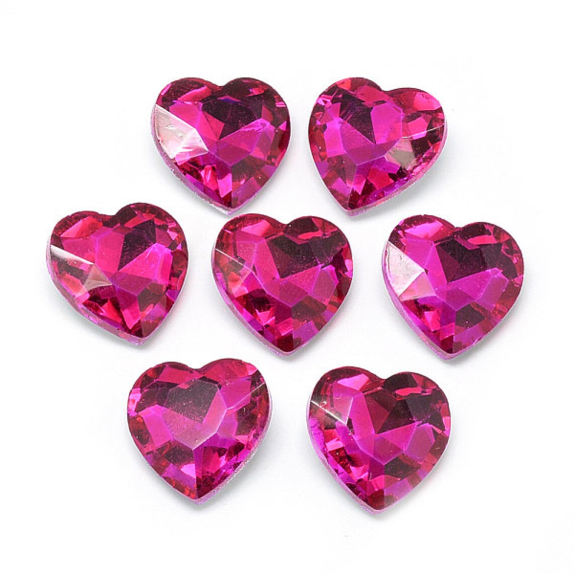 Pink Glass Faceted Hearts 8mm Back Plated Hearts Pink Heart - Etsy UK