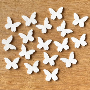 White wooden butterfly  embellishments, White butterfly table confetti, wooden animal shapes, 2cm butterflies, set of 20