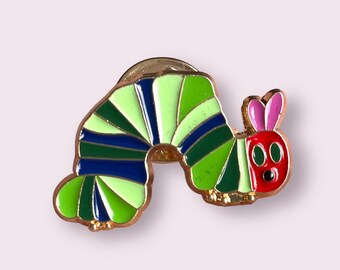 Caterpillar enamel pin badge, cute brooch, kawaii pin, small enamel caterpillar brooch