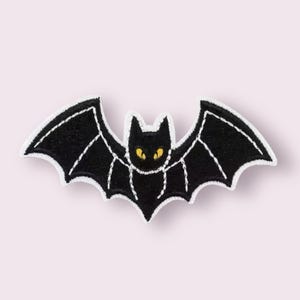 Bat embroidered patch, bat applique, iron on garment patches, Halloween sewing supplies, no sew patches, animal patch