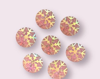 Snowflake cabochons, 12mm pale pink