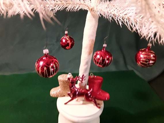 Gold Glitter Ornament Set of 6 Ornaments Vintage Christmas Holiday Decor Styrofoam Metallic