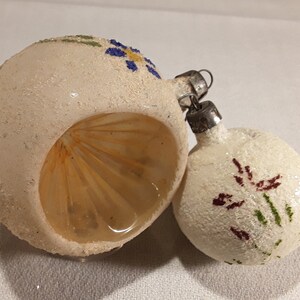 Vintage Blown Glass Crushed Glass Mica Indent Ornaments. Beautifully ...