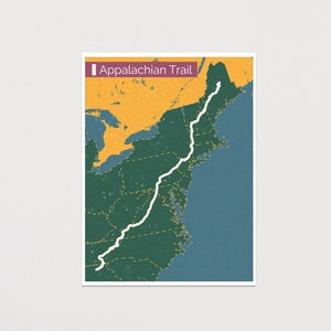 Vintage Style Minimalist Appalachian Trail Map - AT Trail Map Poster