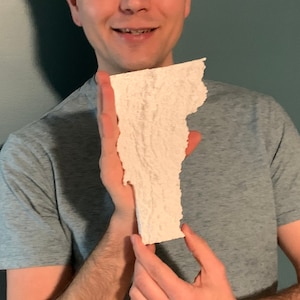 3D Printed Model Relief Map of Vermont | White (4 inches x 7 inches x .75 inches)