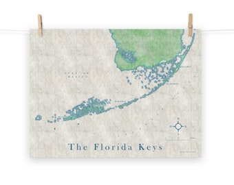 The Florida Keys Map - Vintage Style Island Map (available in multiple sizes)