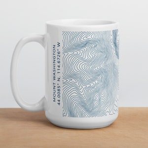 Mount Washington Contours Map and Coordinates Ceramic Mug - 15 oz (steel blue)