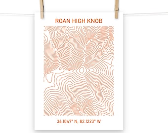 Roan Mountain Topographic Map Print – Appalachian Trail Art