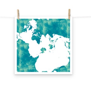 The Spilhaus World Ocean Map in a Square Projection Poster (Turquoise) Fish Map (available in multiple print sizes)