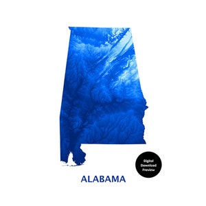 Alabama Printable Map | *Digital Download* | 12 in x 16 in | Multiple File Types - jpeg, png, .pdf