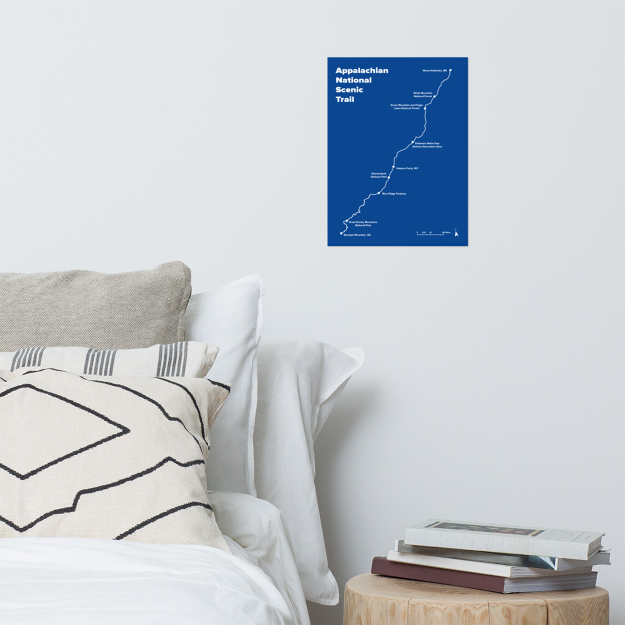 Appalachian Trail Map Print AT Trail Map Thru Hiker Gift Minimalist
