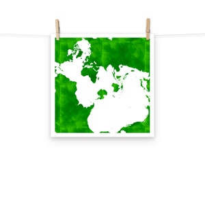 The Spilhaus World Ocean Map in a Square Projection Poster (Green) Fish Map