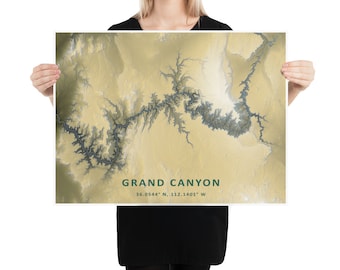 Grand Canyon Terrain Map Poster – Arizona Topographic Wall Art