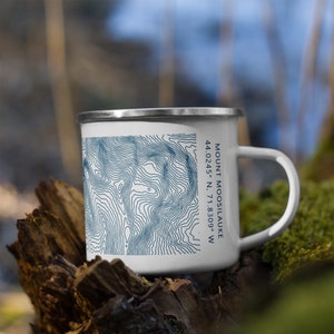 Mount Moosilauke Contours Map and Coordinates Enamel Camping Mug (steel blue)