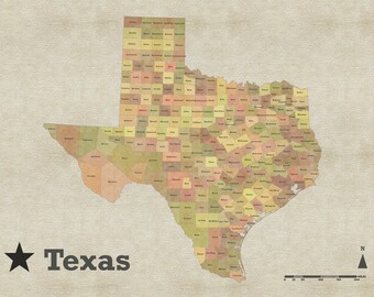 Coloring Map Texas Counties - Etsy