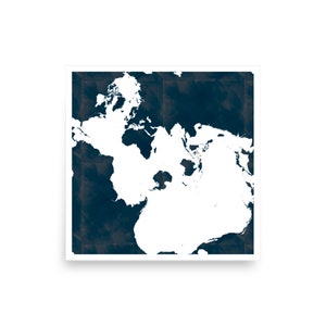 The Spilhaus World Ocean Map in a Square Projection Poster - World Fish Map - available in multiple sizes (black)
