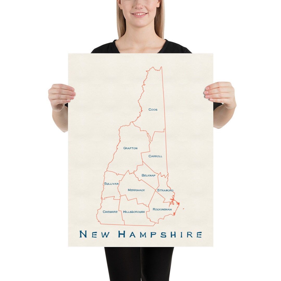 New Hampshire Counties Map - Etsy