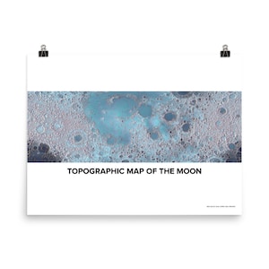 Richly Detailed Topographic Map of the Moon - Moon Map Print - Celestial Décor