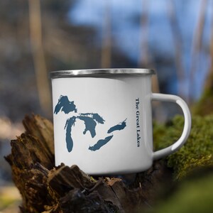 Great Lakes Region Map Camping Mug (Enamel, 12 fl oz)