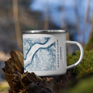 Lancaster - York River Hills Contours Map and Coordinates Metal Camping Mug (12 fl 0z)