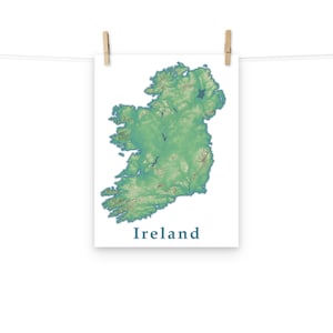 Map of Ireland - 12 inches x 16 inches - Green