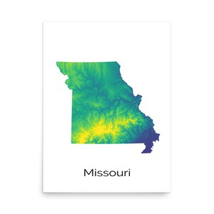 Map of Missouri - Missouri Map Print - Wall Art - Missouri Poster - 18 inches x 24 inches