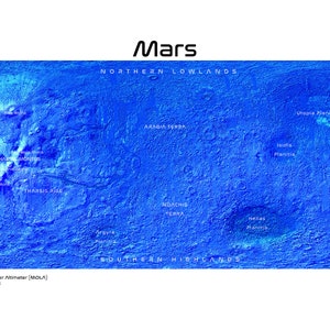 Digital Download | Geological Map of Mars (Blue)