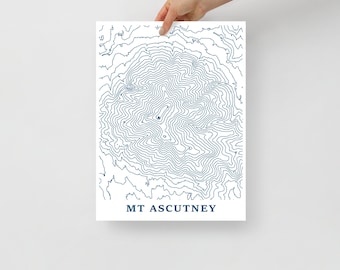 Mount Ascutney Contour Map Poster - Mt Ascutney, Vermont