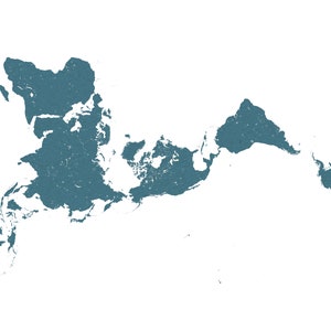 Fuller Dymaxion Projection World Map Digital Download | Printable Minimalist World Map - Blue