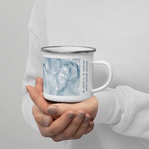 Mount Washington Contours Map and Coordinates Enamel Camping Mug (blue)