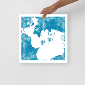 The Spilhaus World Ocean Map in a Square Projection Poster (blue) Fish Map