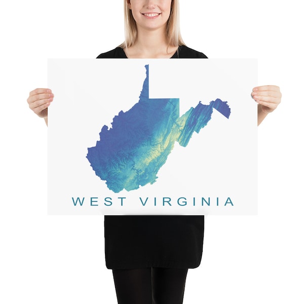 Topographical Map of West Virginia Etsy