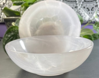 Cuenco de calcita de mangano rosa