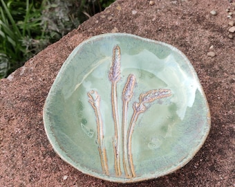 Ceramic Trinket Dish, Lavender Print, Bespoke Decorative Tray, Handmade Decorative Tableware