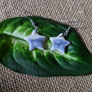 Porcelain Heart Earrings, Sterling Silver, Bespoke Ceramic Jewellery, Artisan Gift, Blue Effect Glaze