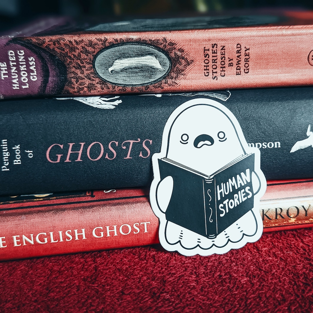 Cute Ghost Reading Human Stories Vinyl Sticker - Etsy