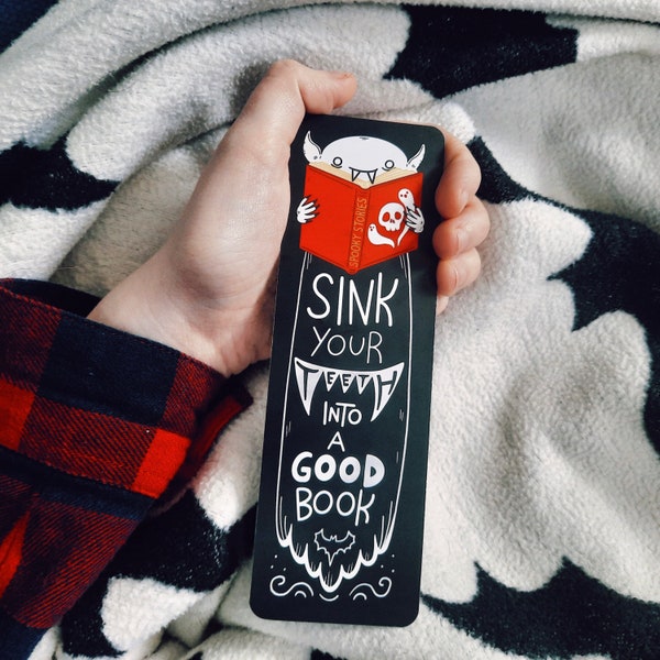 Cute Vampire Bookmark ‘Sink Your Teeth into a Good Book’