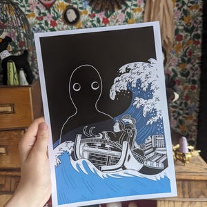 Umibōzu Japanese Ghost Yokai print A4 / A5 ghost illustration print