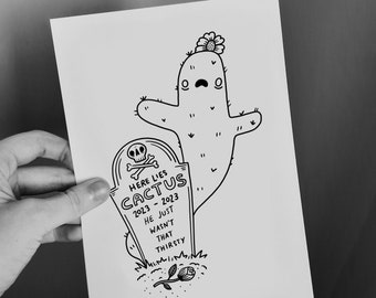 Cactus Ghost A5 Print Haunted Garden Art Challenge