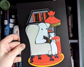 Ghost Story Print Lesebücher in der Mitternachtsbibliothek A5 Kunstdruck