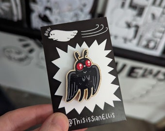 Mothman cute cryptid Wooden Pin