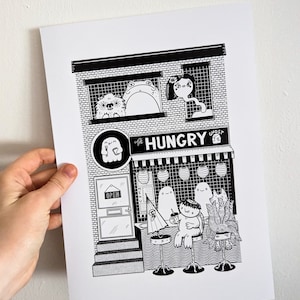 Yokai Art Print, Japanese Ghost Stories Street Food Wall Art
