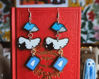 Haunted Library Ghost Book Earrings