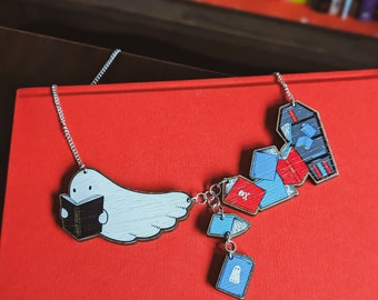 Haunted Library Ghost Book Necklace