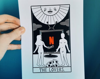 Netflix and Chill Tarot Card Drawlloween Print