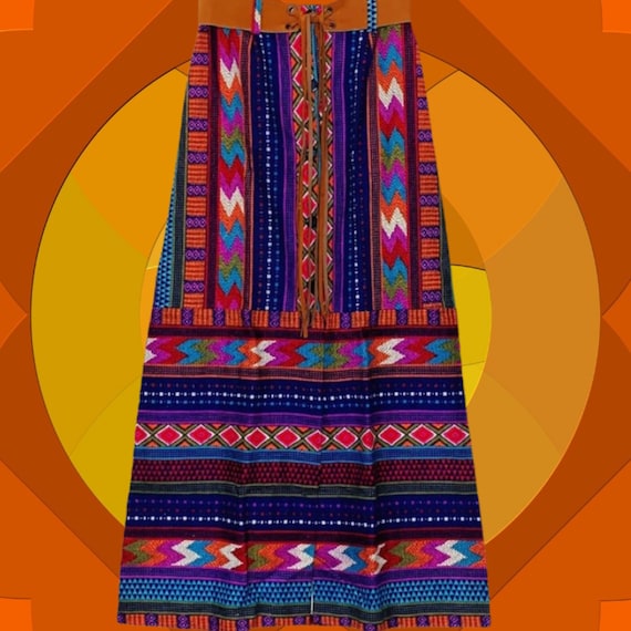 1970s Vintage Groovy Hippie Woodstock Maxi Skirt